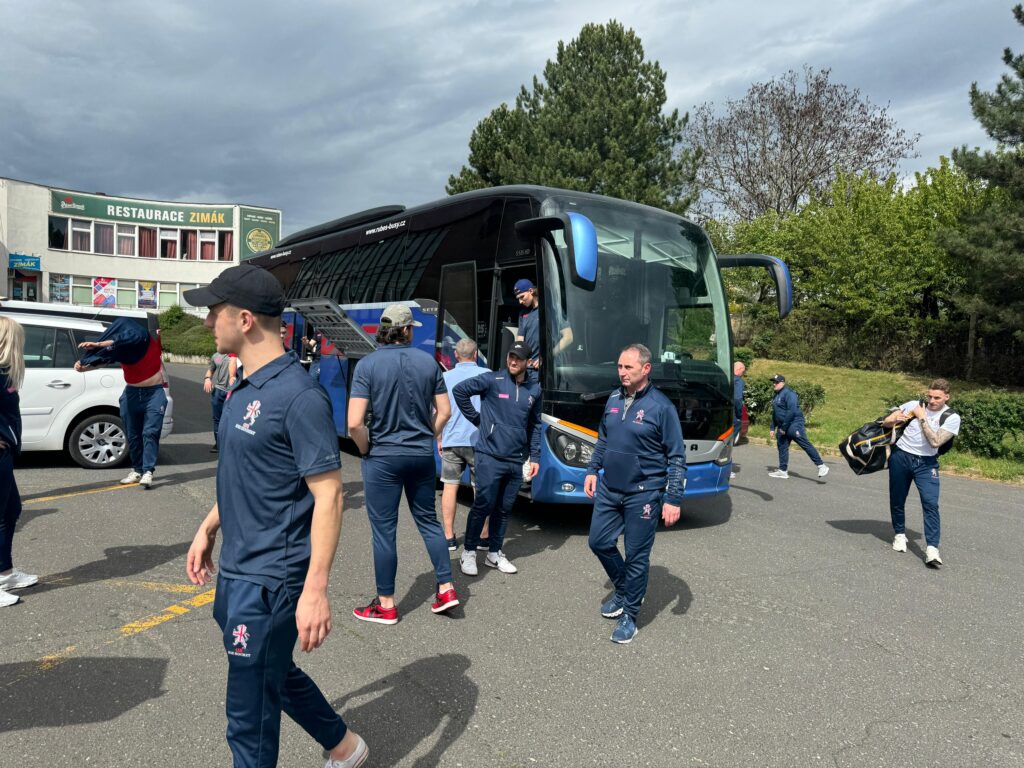 GB ARRIVE AT TRAINING CAMP BASE IN SLANY